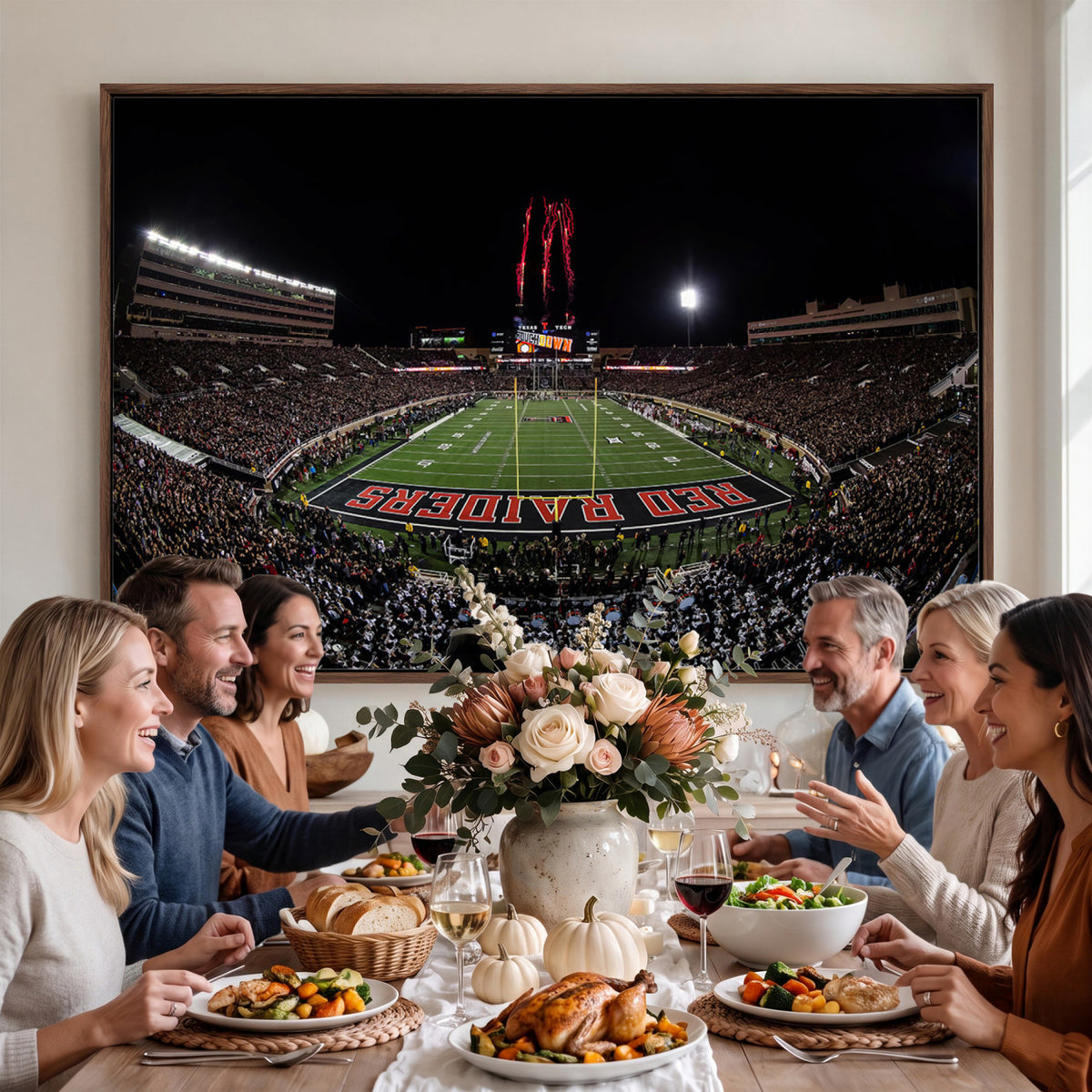 83122-PAN-FL-20X10 - Framed Texas Tech Red Raiders Stadium Canvas, Texas Tech Red Raiders Football Team Print - Lubbock