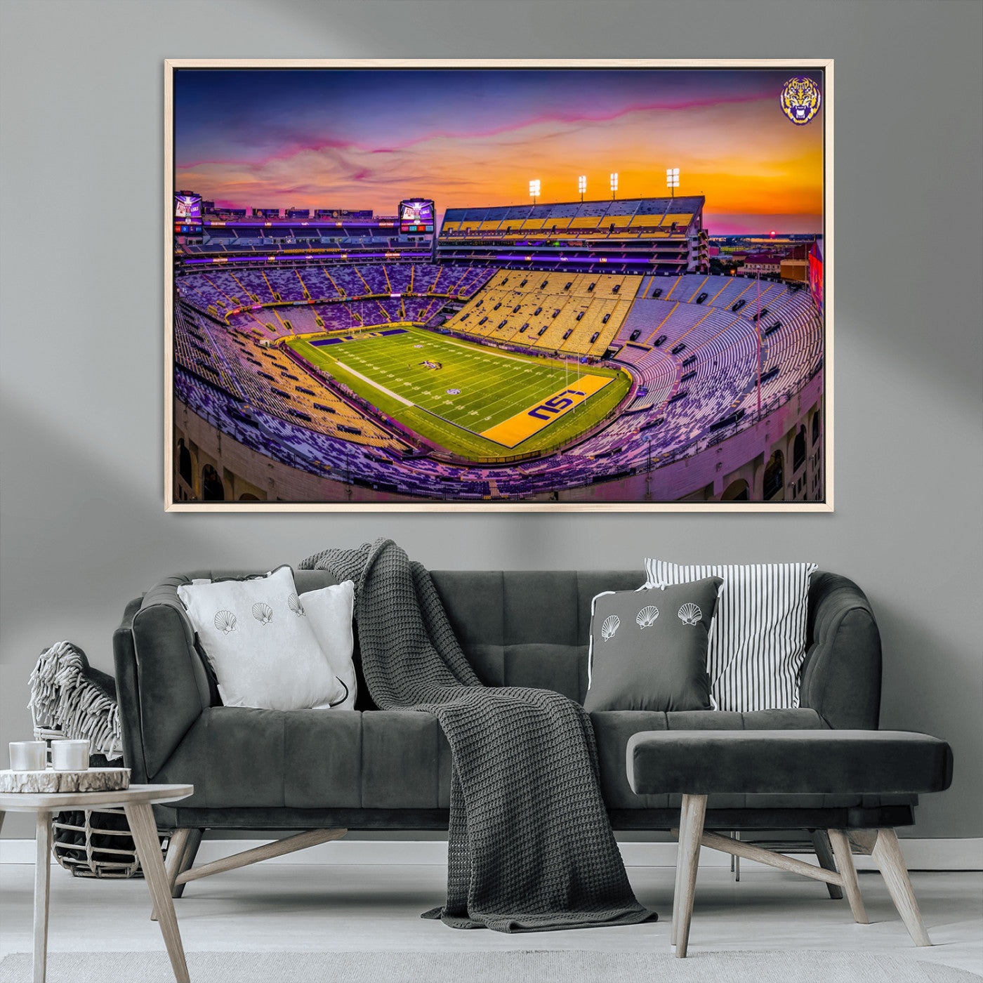 93538-MGV-CV-36X24-The Louisiana State University Tigers Football Team Print - Baton Rouge Tiger Stadium Wall Art