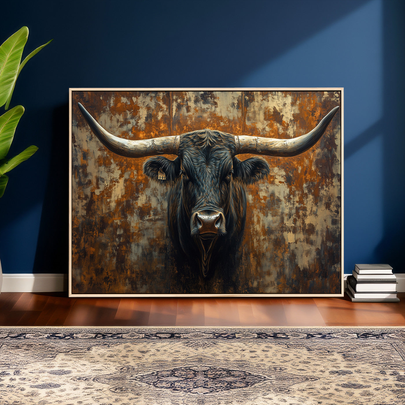 68068-MGV-CV-36X24 - Longhorn Texas Cow Bull Wall Art | Rustic Farmhouse Canvas Print | Ready to Hang Barn Decor for