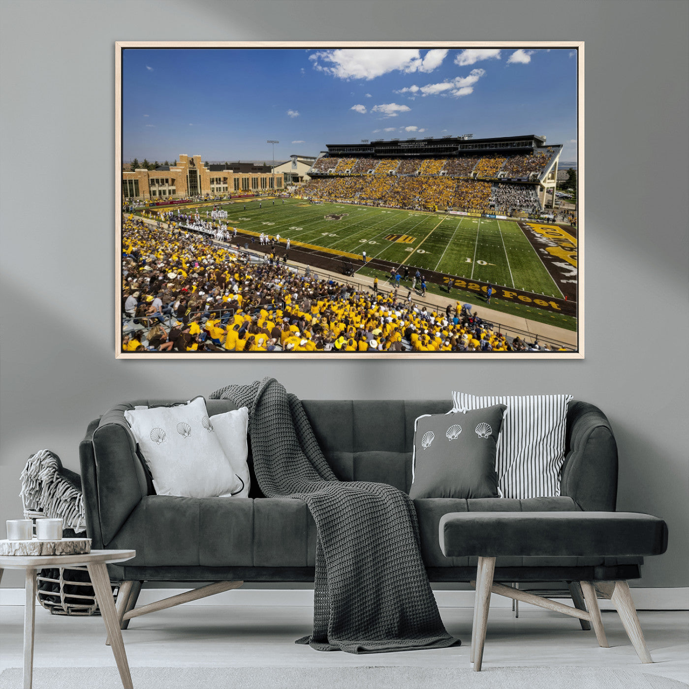 75112-MGV-CV-36X24-University of Wyoming Cowboys Football Team Print - Laramie Jonah Field War Memorial Stadium Wall