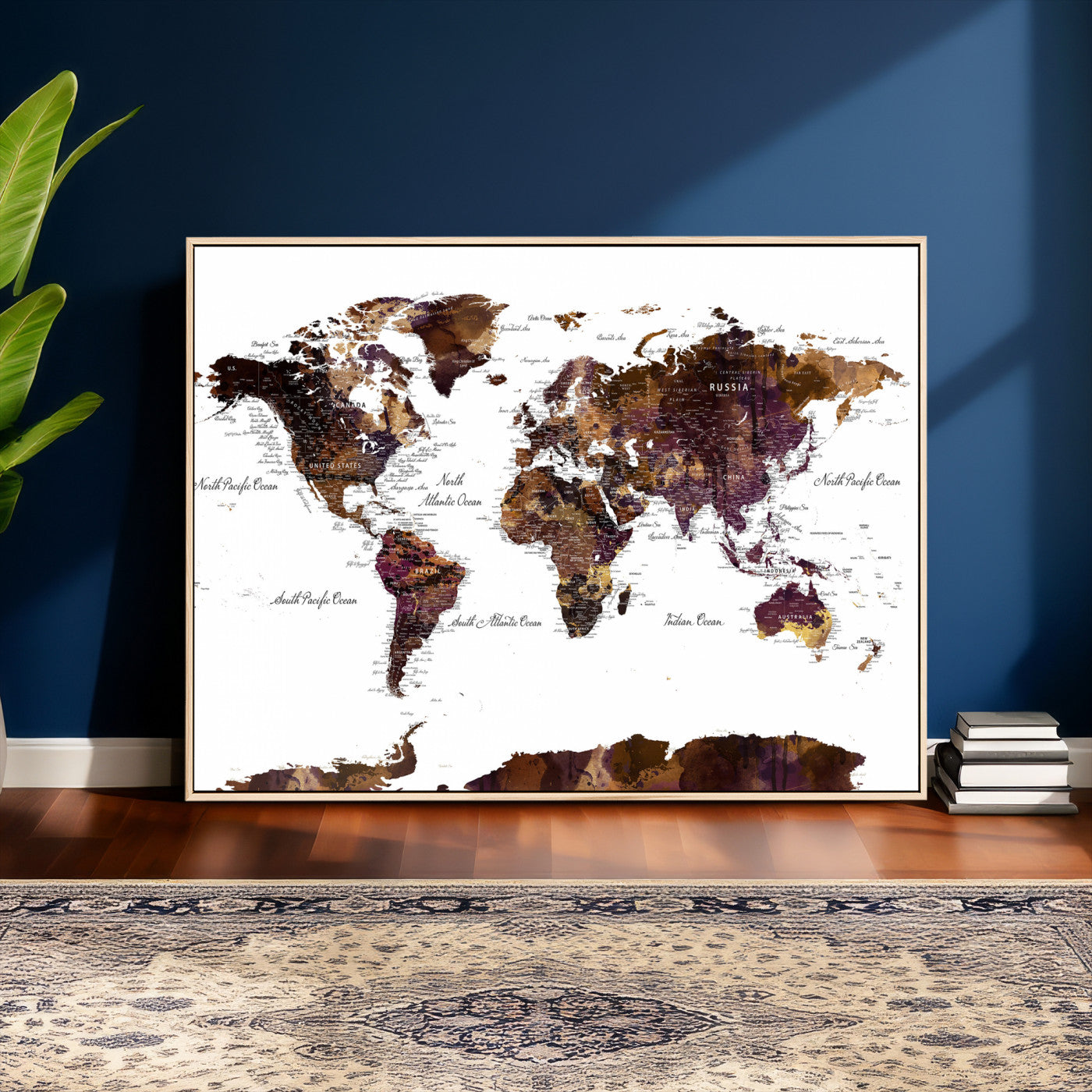 50611-MGV-CV-36X24 - Push Pin World Map Canvas Print – Framed Wall Art for Couples to Track Their Travels – Anniversary