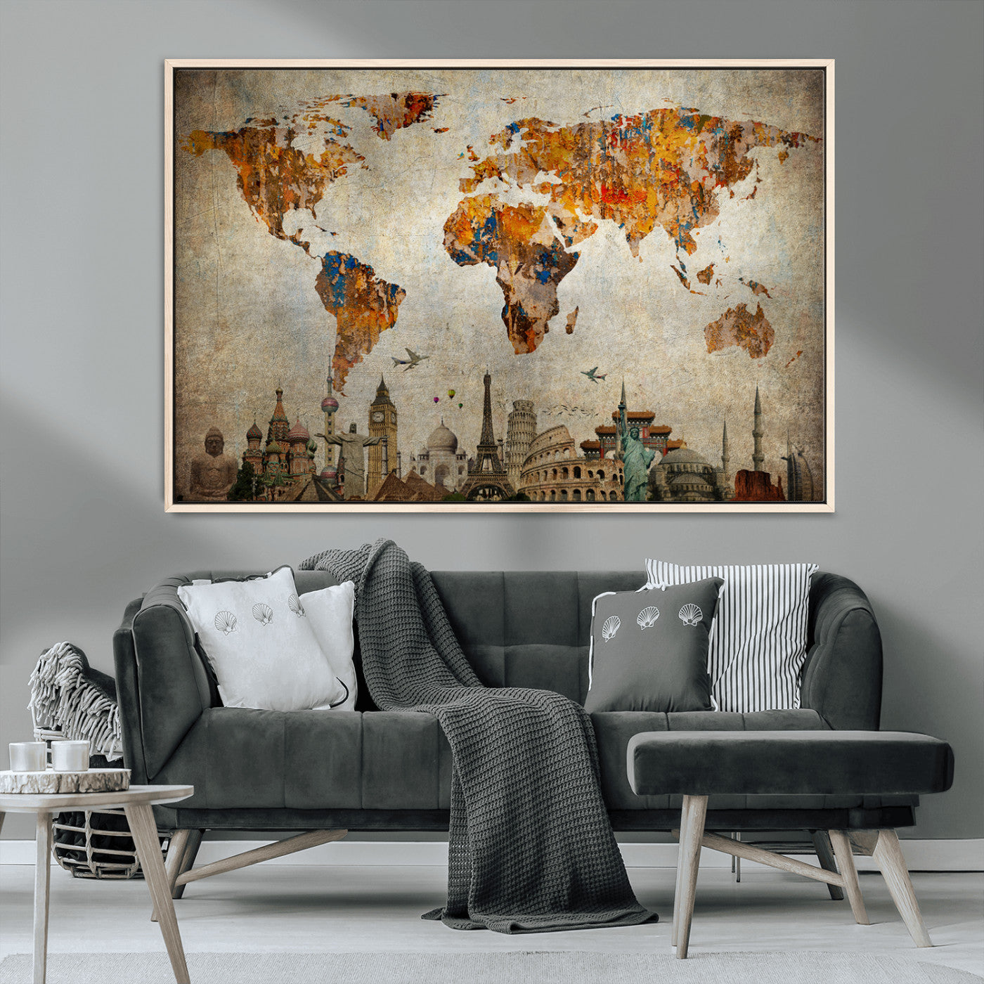 54918-MGV-CV-36X24-Push Pin World Map Canvas Print – Travel Tracker Wall Art for Couples, Perfect Anniversary Gift for Home or Office Decor