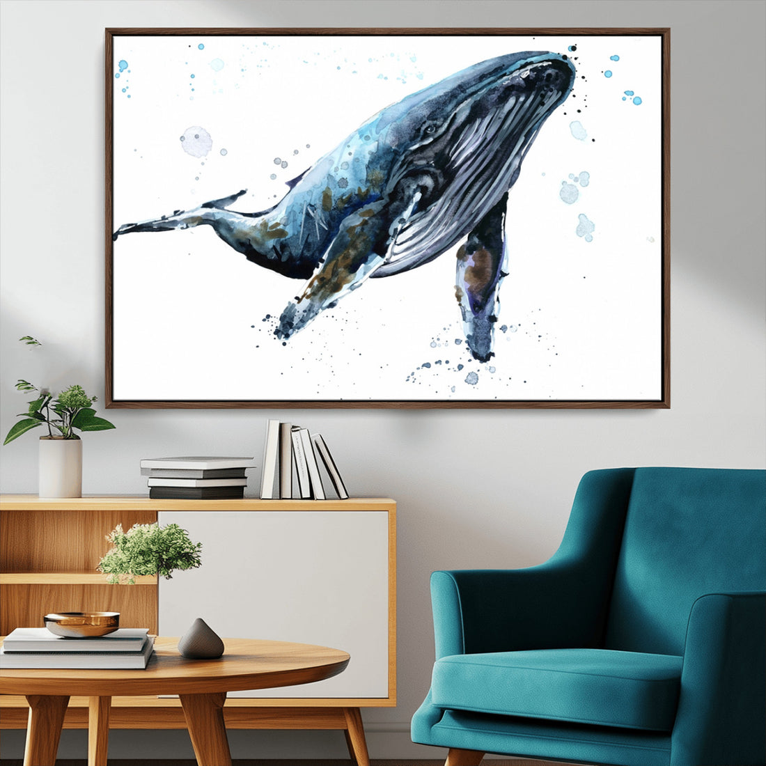 Watercolor Whale Wall Art Canvas Print