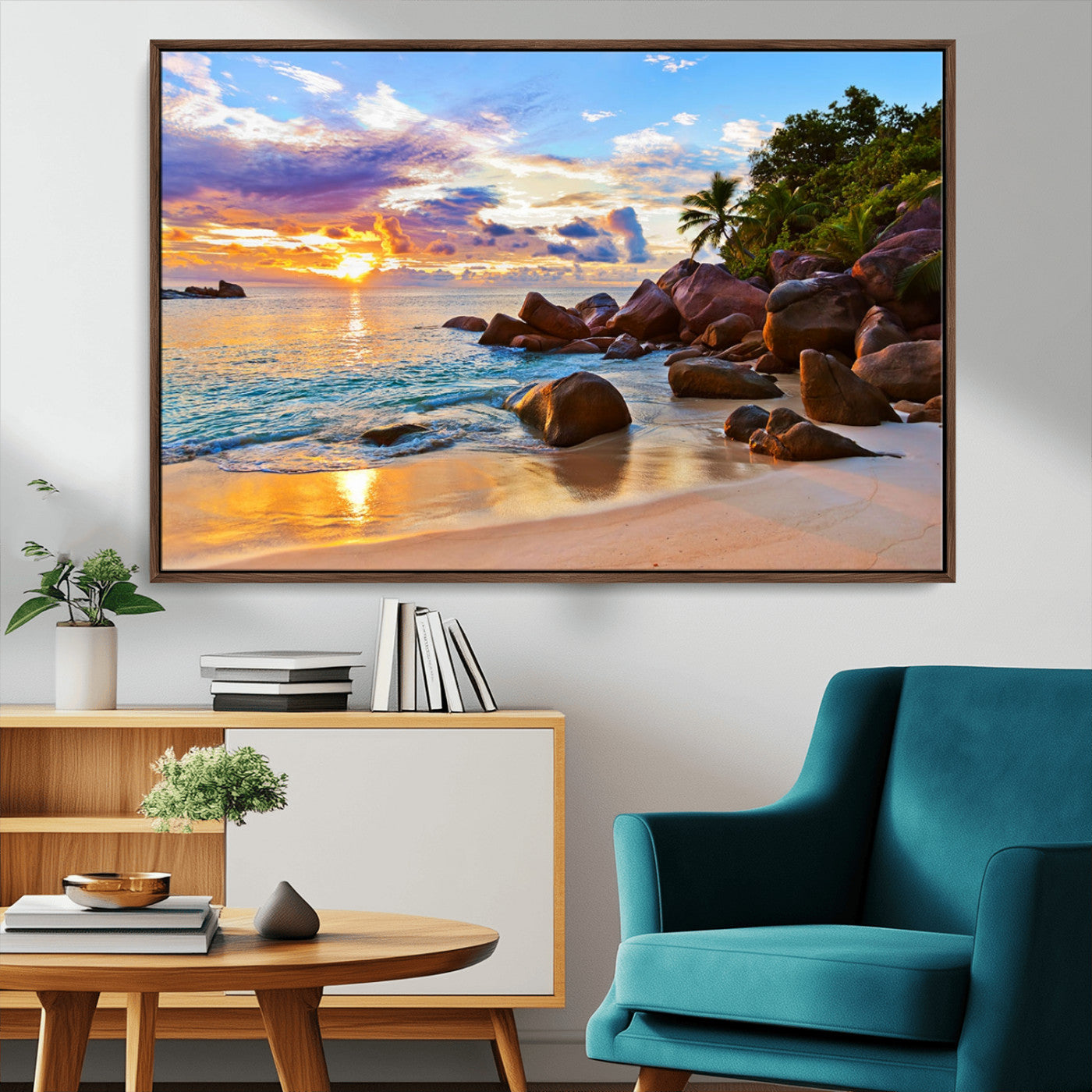 -Tropical Island Beach Sunset Canvas Print