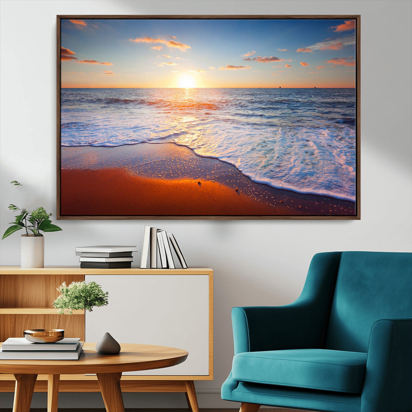 96736-MGV-FC-36X24-Ocean Beach Canvas Wall Art Beach Canvas, Coastal Sunset Tropical Island Beach Sunset Artwork Print