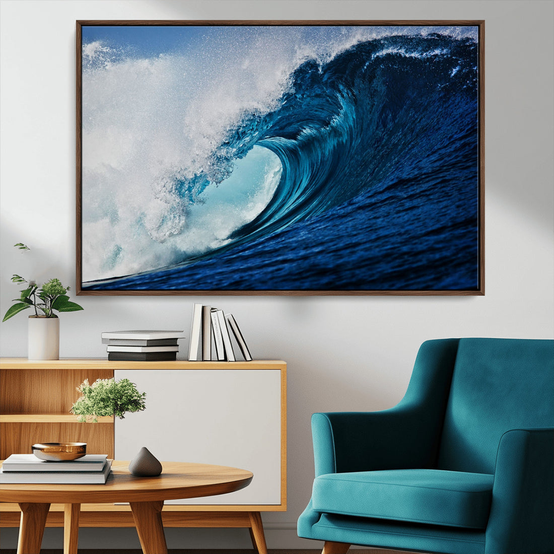 Ocean Wave at Sunset Canvas Art, Large Wall Print of Vibrant Water Waves