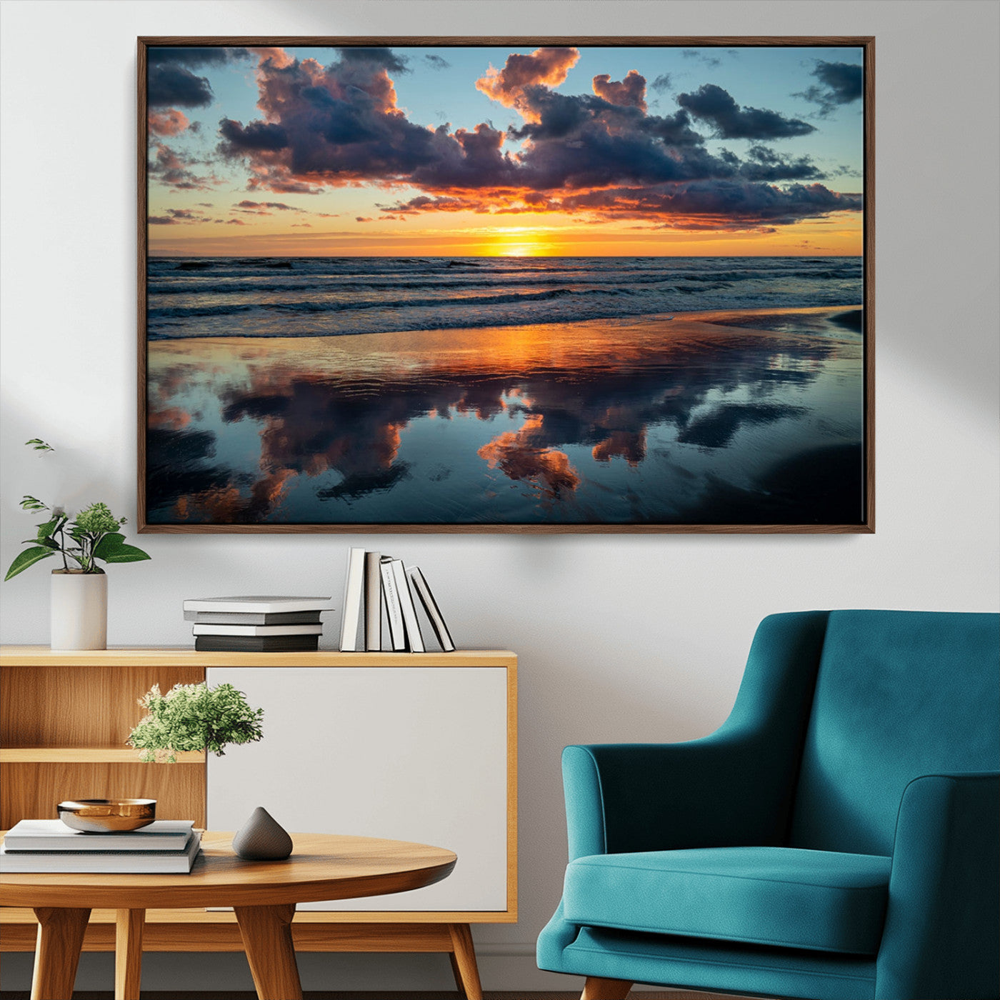 44145-MGV-CV-36X24-Beach Sunset Print - Stunning Ocean Canvas Artwork with Sunset Reflection Design for Elegant Home or