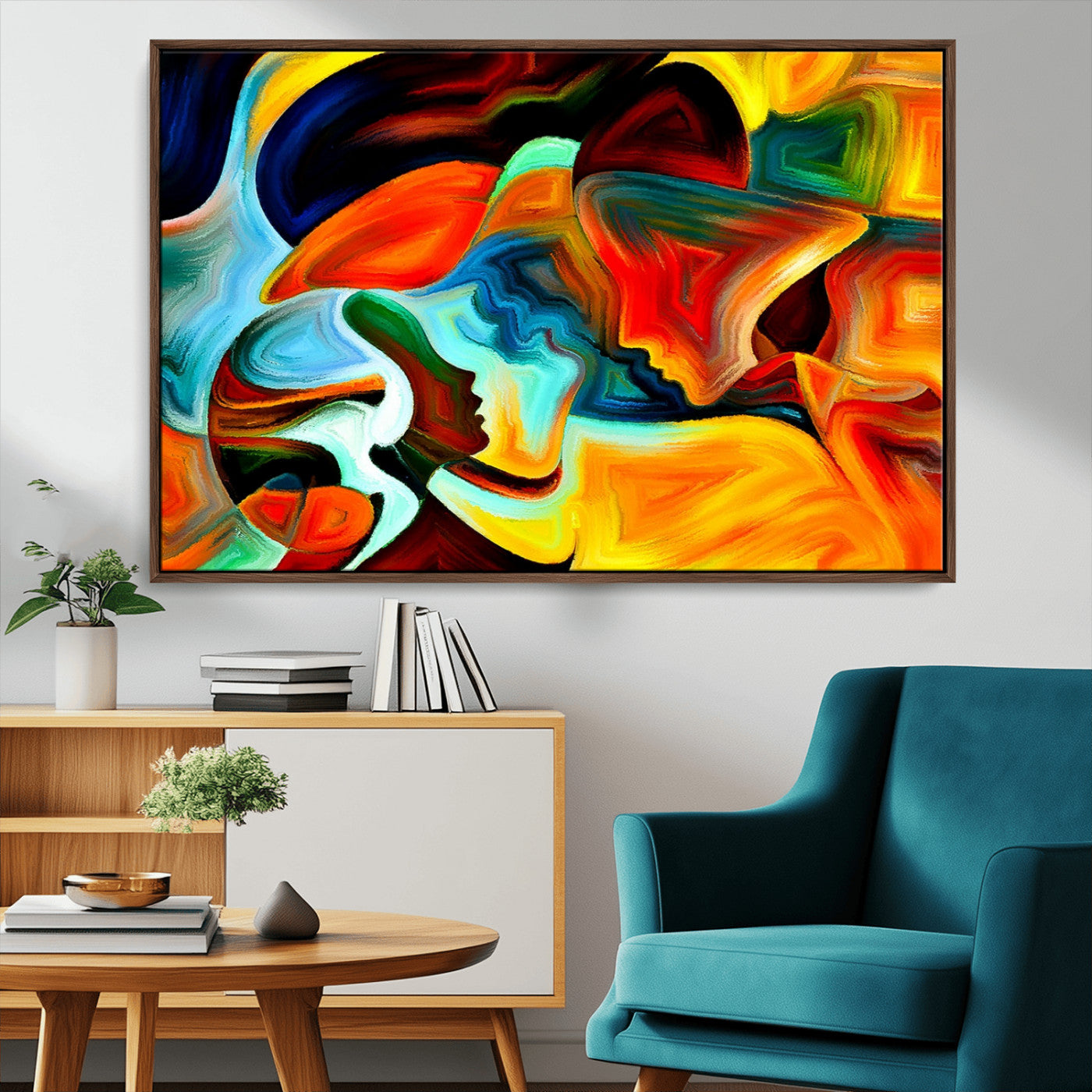 70242-MGV-CV-36X24-Human Love Figures Abstract Wall Art Canvas Print