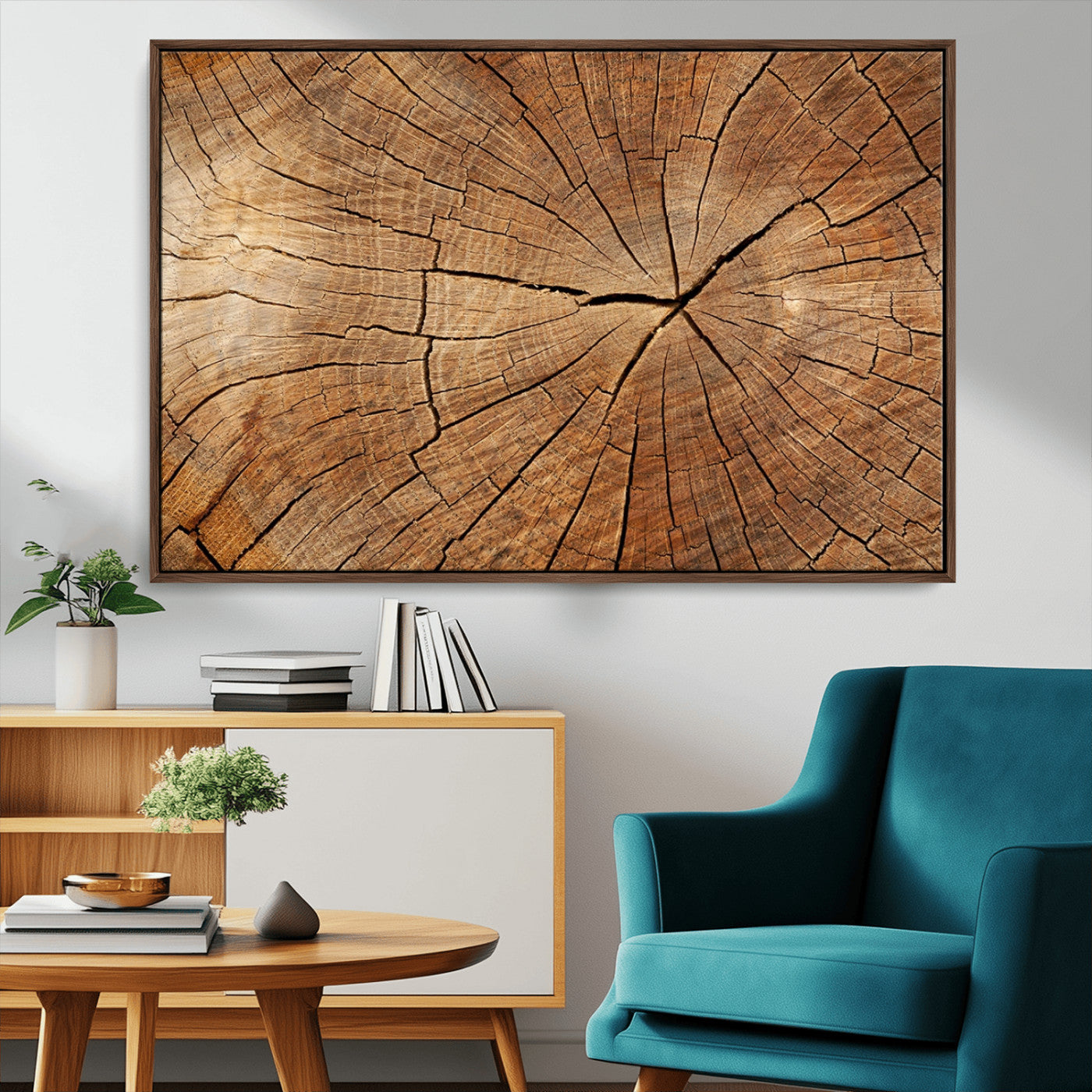 61710-MGV-CV-36X24-Tree Ring Canvas Art, Rustic Wood Grain Wall Art, Tree Slice Decor for Modern Homes, Giclee