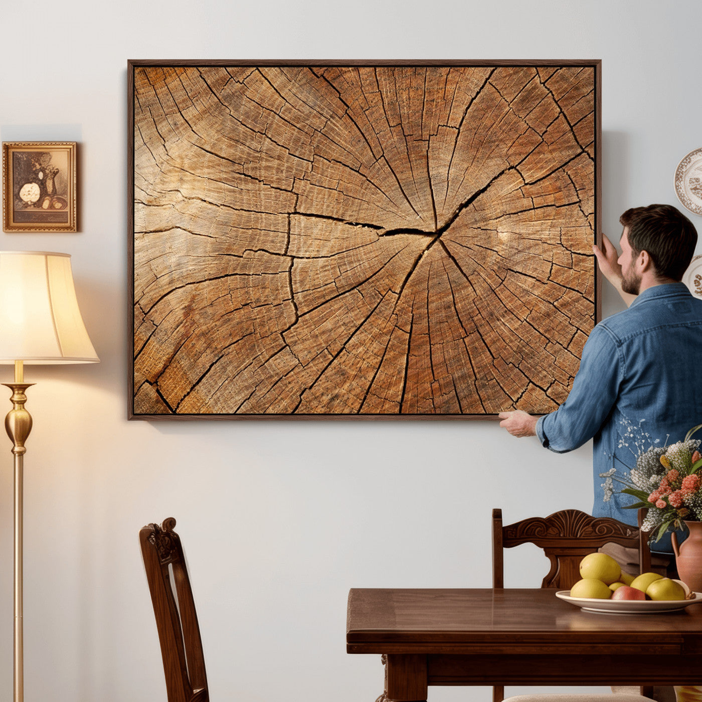 61710-MGV-CV-36X24 - Tree Ring Canvas Art, Rustic Wood Grain Wall Art, Tree Slice Decor for Modern Homes, Giclee