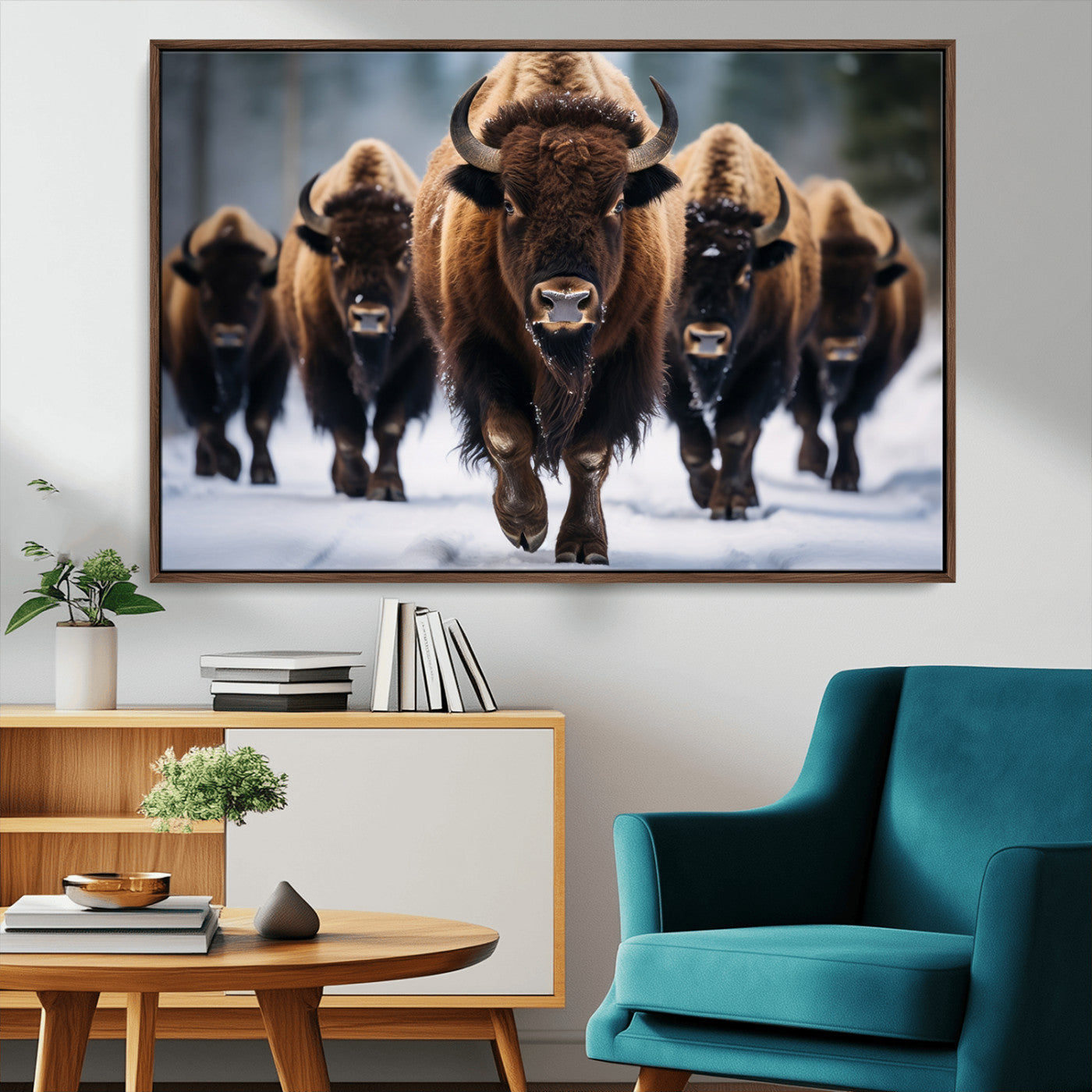 89854-MGV-CV-36X24-Buffalo Wall Art Canvas Print, American Bison Herd Wall Art Canvas Print - Bison Canvas Print