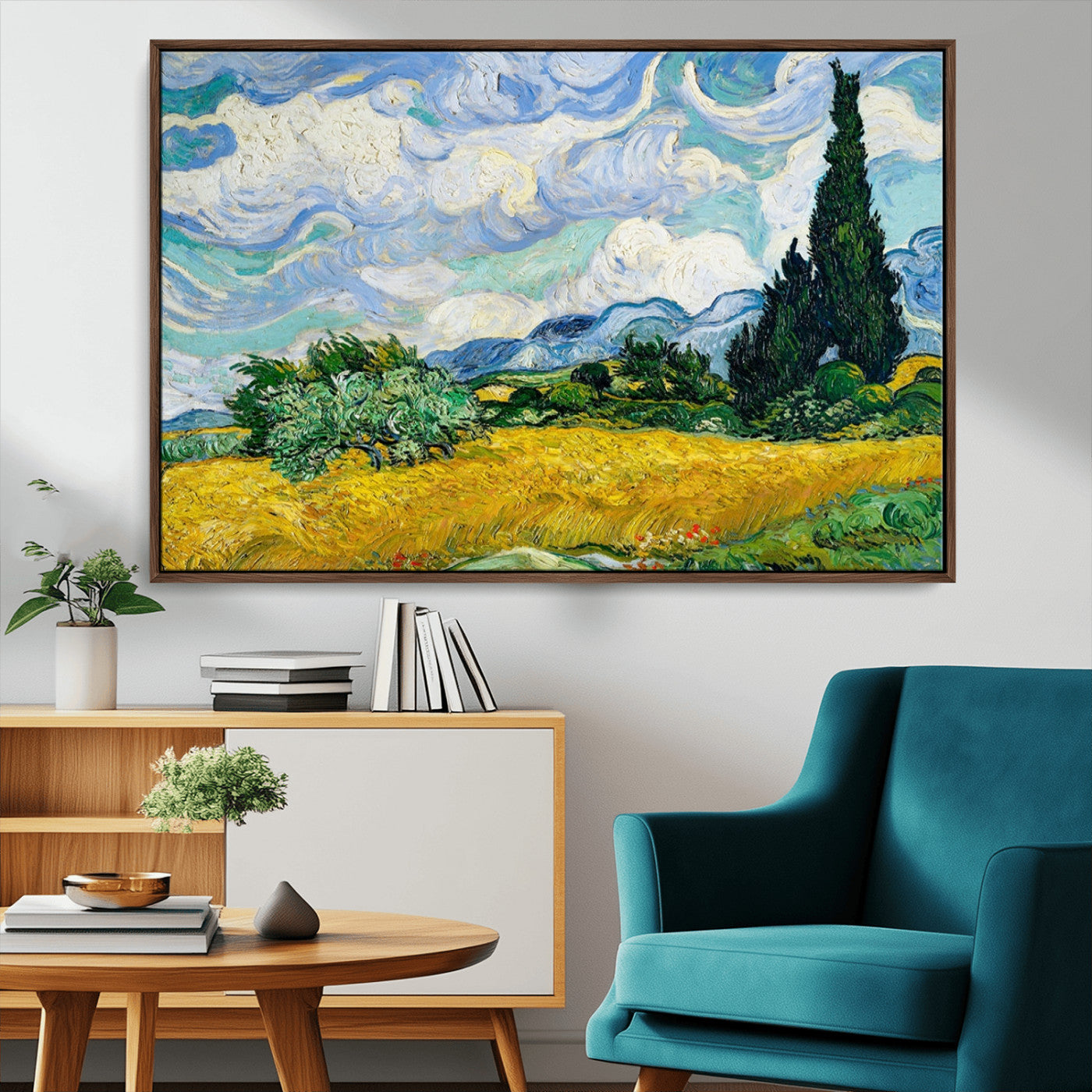 97252-MGV-CV-36X24-Wheatfield With Cypresses By Van Gogh Painting Wall Art Canvas, Wheatfield With Cypresses Canvas