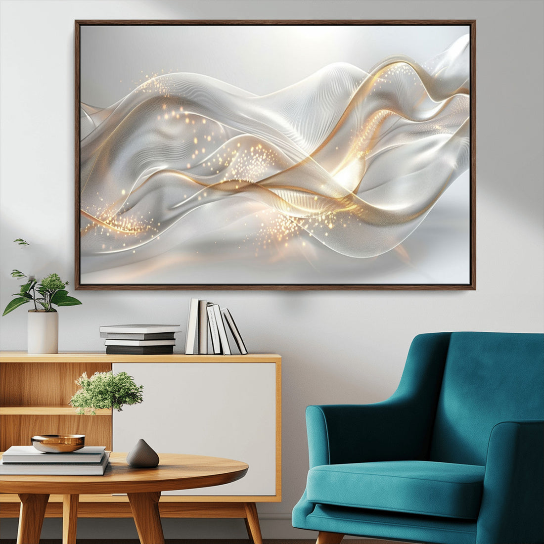Abstract Art Grey and Gold Lines Wall Art
