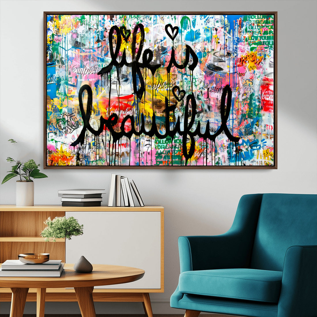 Life Beautiful Art Print | Banksy Graffiti Wall Art Canvas Print