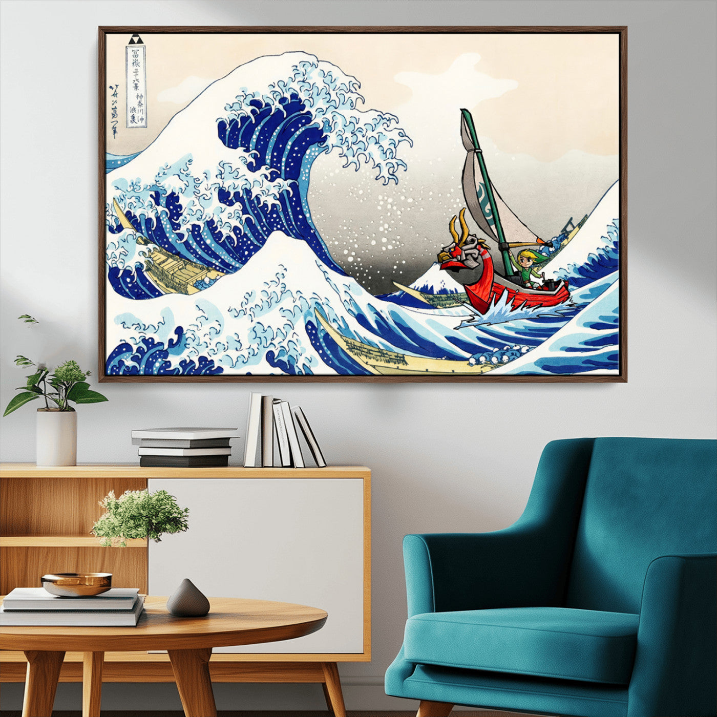 19450-MGV-CV-36X24-Katsushika Hokusai Kanagawa Giant Wave Wall Art Canvas Print | Iconic Japanese Art for Living Room
