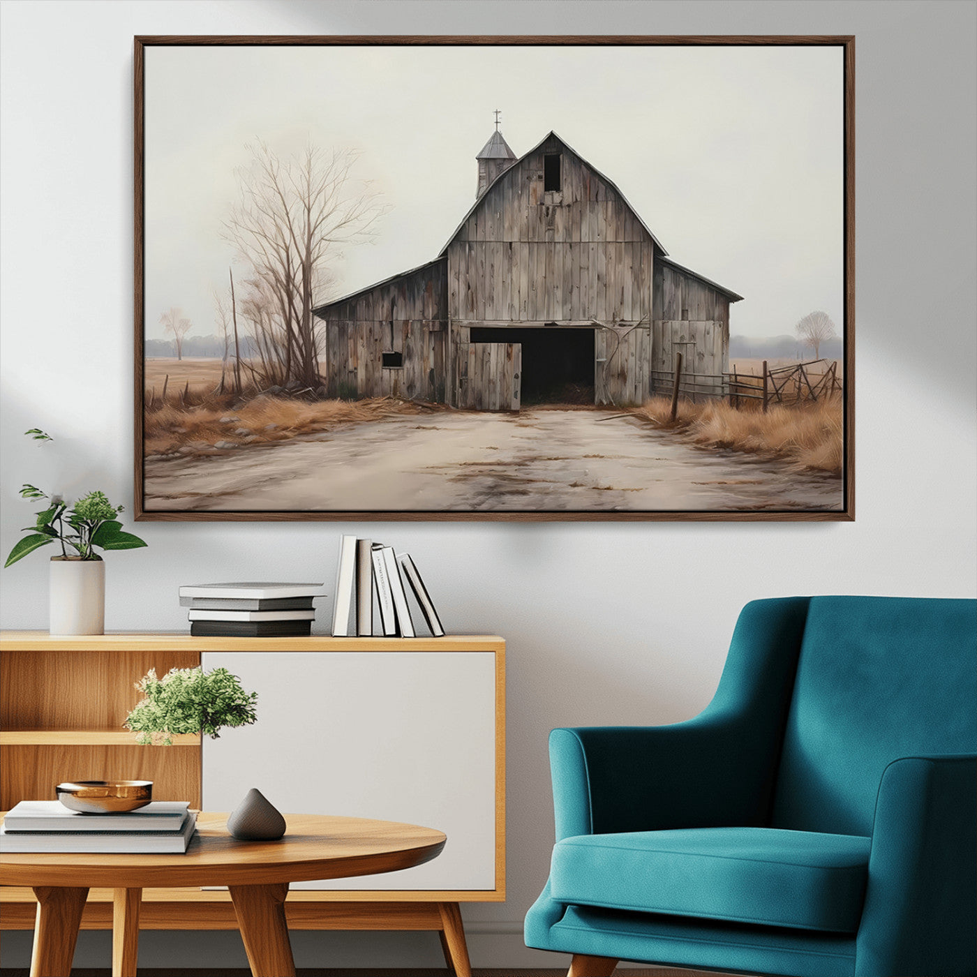 11602-MGV-CV-36X24-Farmhouse Rustic Barn Wall Art Canvas Print – Framed and Ready to Hang – Perfect Addition to