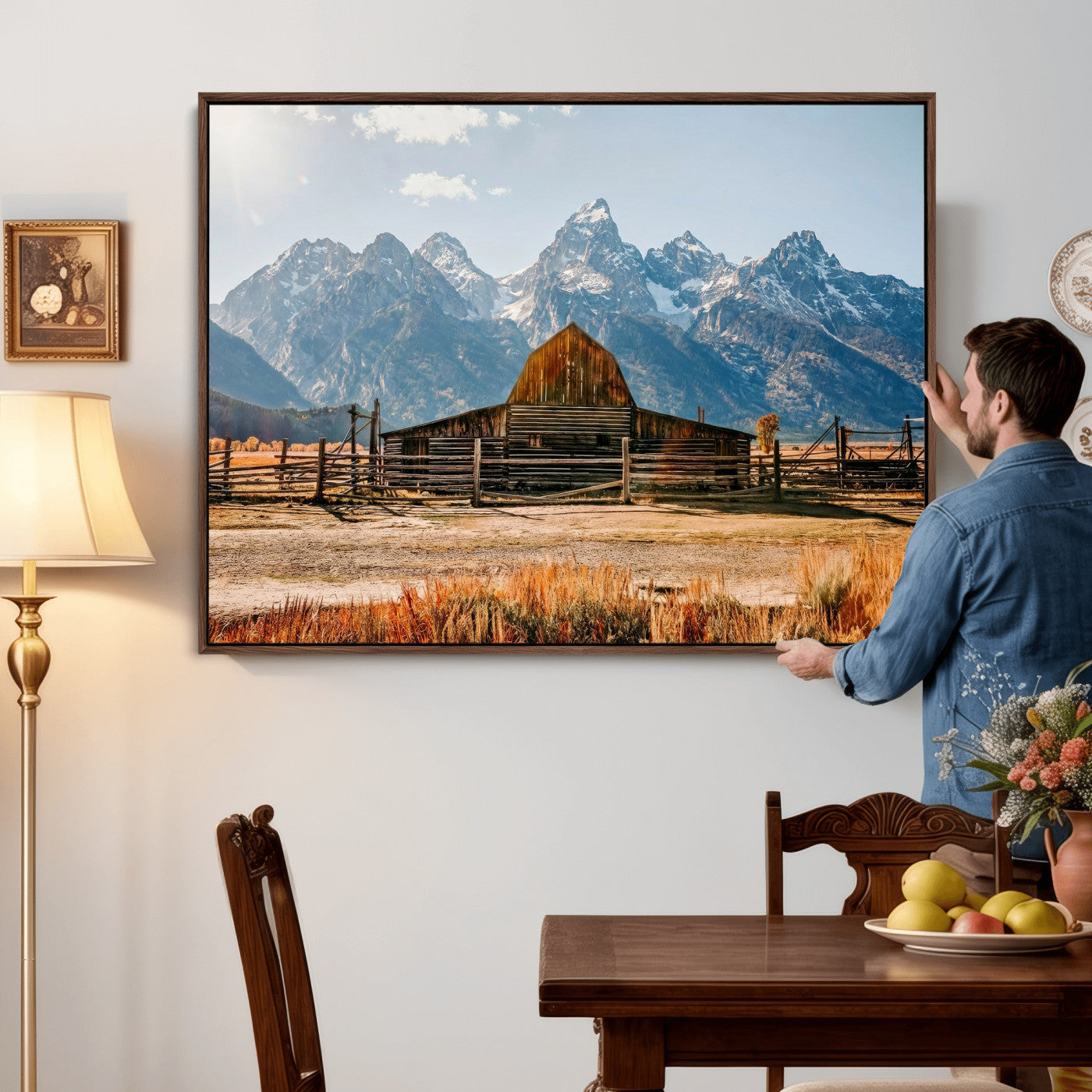 26513-MGV-CV-36X24 - Vintage Old Barn Field Wall Art Canvas Print for Farmhouse Decor - Rustic Barn Wall Art Canvas Print