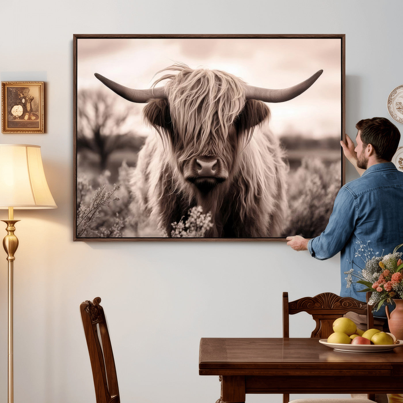 55903-MGV-CV-36X24 - Scottish Cow Longhorn Wall Art Canvas Print
