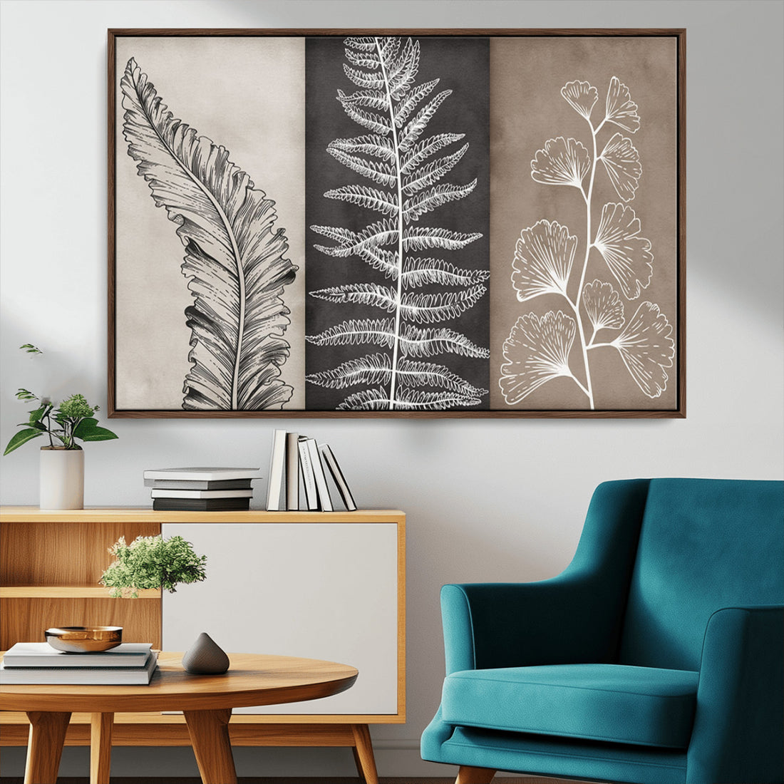 Minimalist Botanical Wall Art Canvas Print, Framed and Ready to Hang