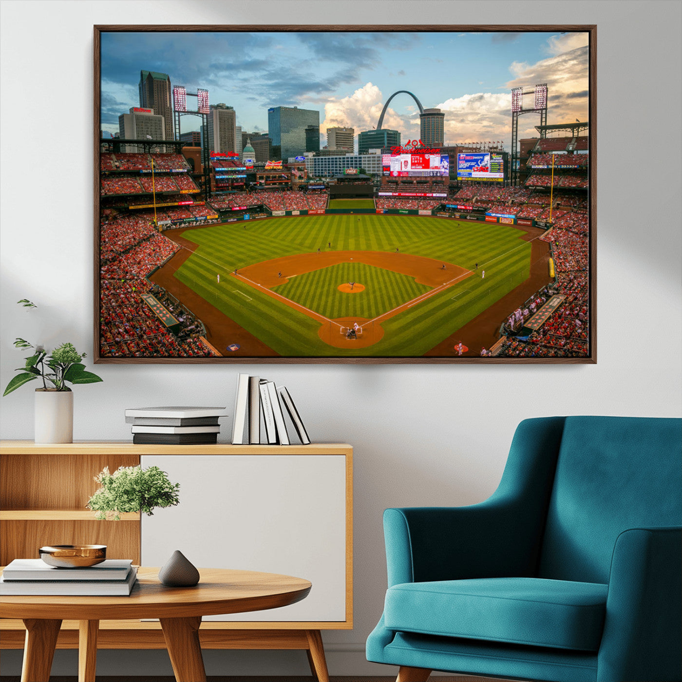 91908-MGV-CV-36X24-Busch Stadium Wall Art Print | St. Louis Cardinals Baseball Stadium Canvas Print | Framed Sports