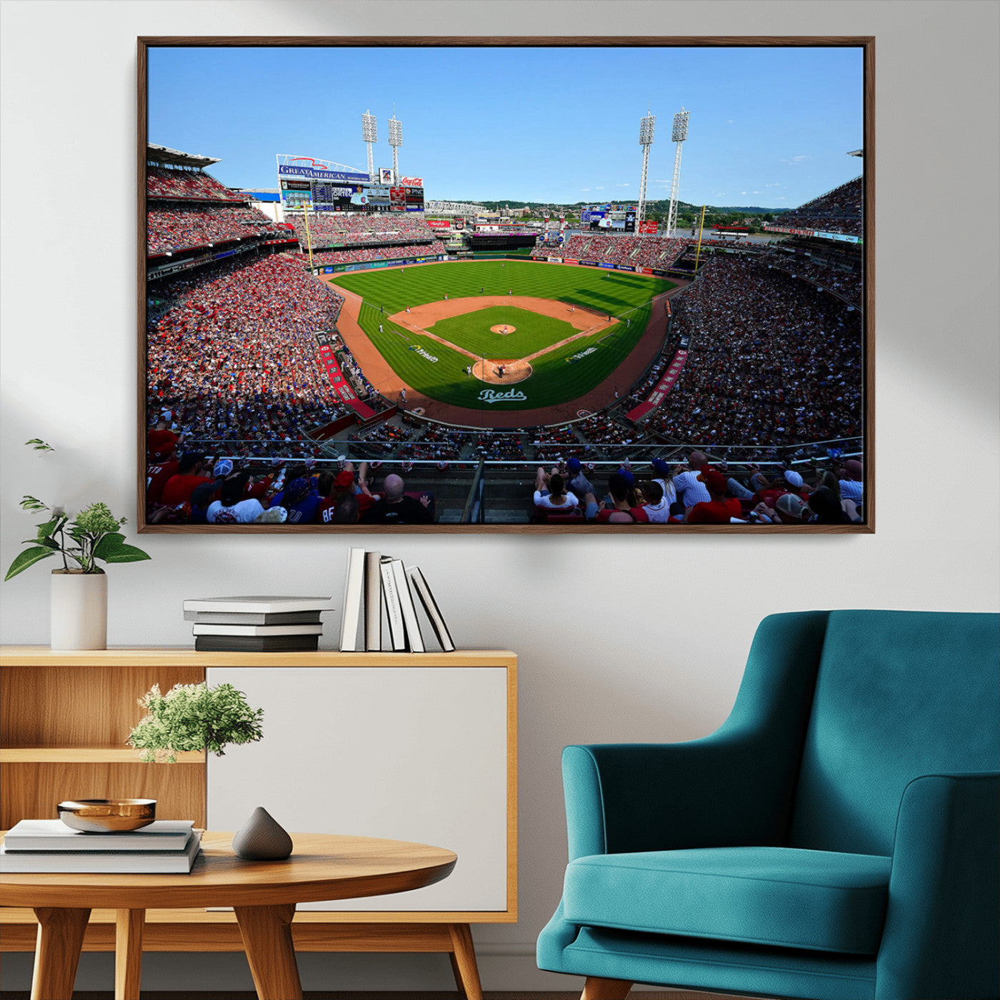 90998-MGV-CV-36X24-Cincinnati Reds Baseball Canvas Print - Great American Ball Park Stadium Wall Art Canvas Print