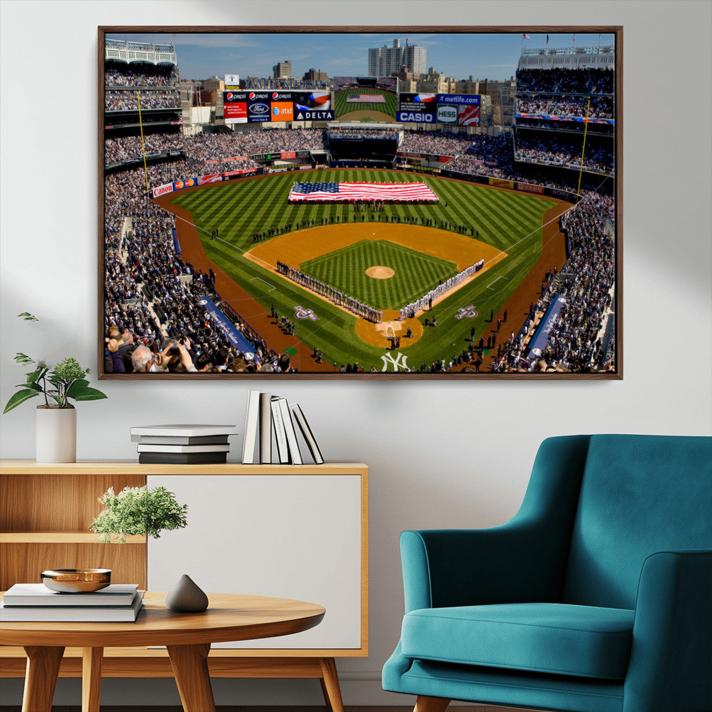 20879-MGV-CV-36X24-Yankee Stadium New York Wall Art Print | 3-Panel Canvas Print of Yankees Baseball Stadium | Large