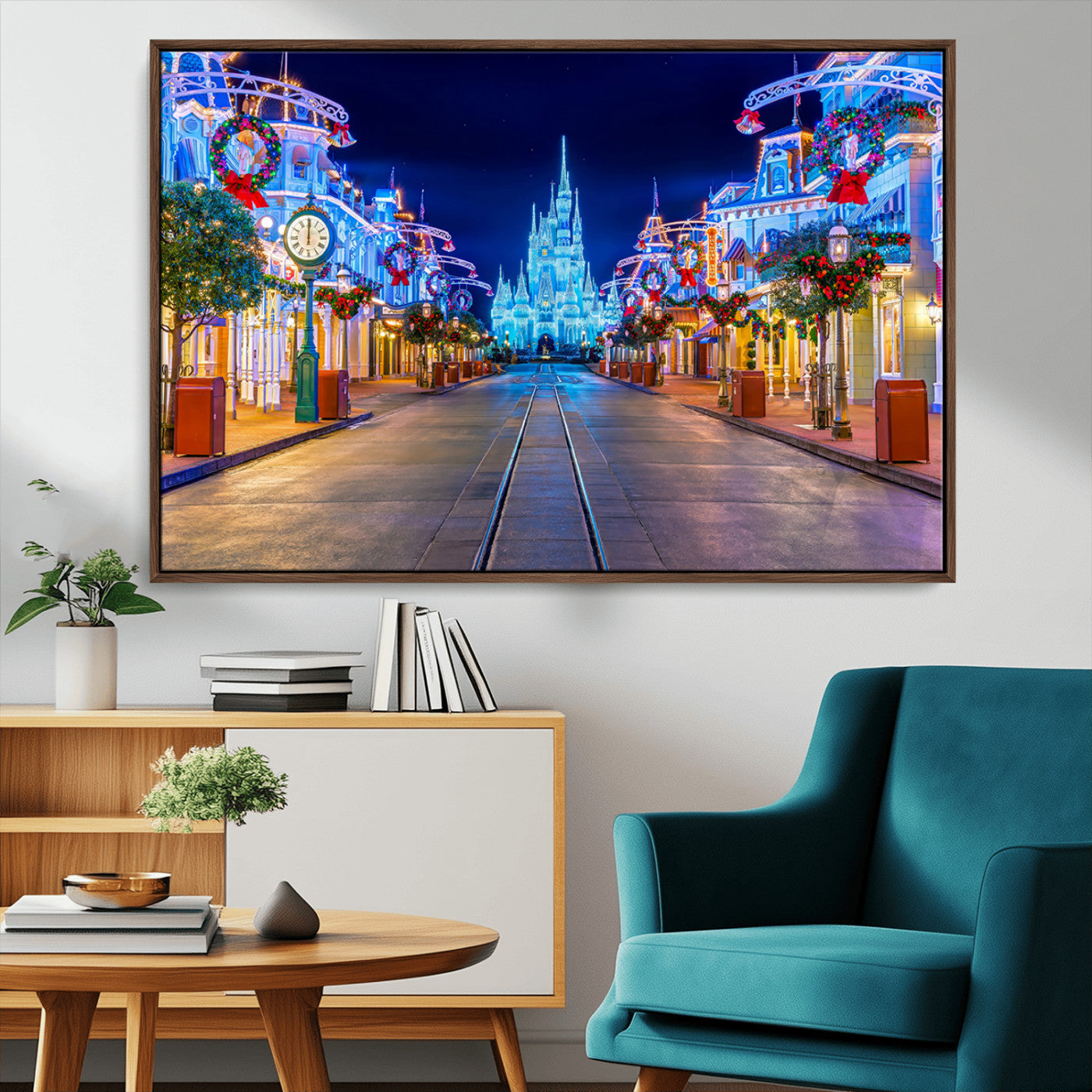 12470-MGV-CV-36X24-Disney Castle Wall Art – Large Magic Kingdom Canvas Artwork, Fairytale Design, Kids Room Christmas Decor for Home, Office