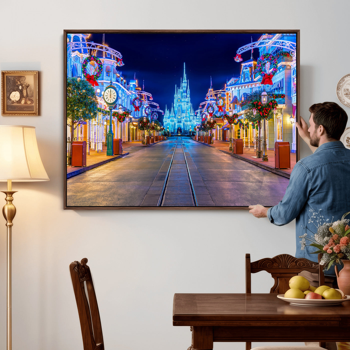 12470-MGV-CV-36X24 - Disney Wall Art | Castle Large Wall Art Disney Magic Kingdom Print for Kids Room Decoration | Disney