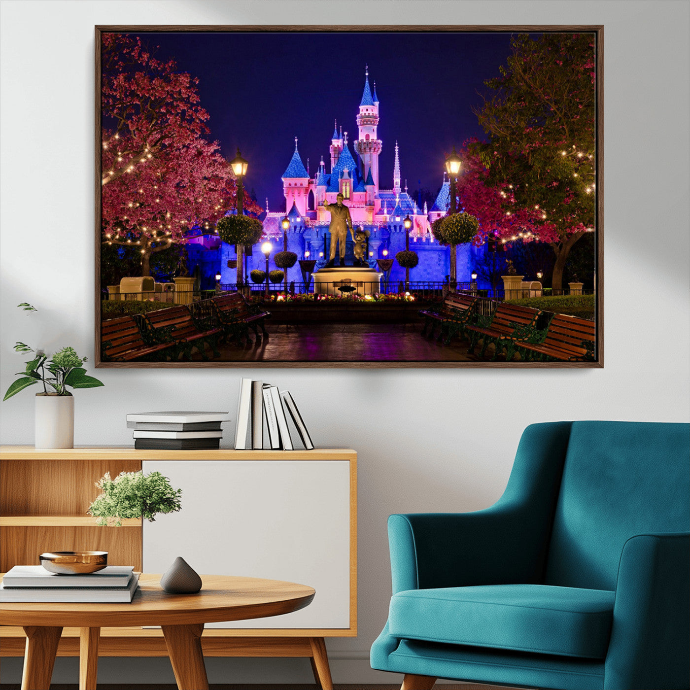 MGV-FC-36X24 - Disney Castle Wall Art Canvas Print, Framed Magic Kingdom Art Picture Print, Disney World Perfect Child Room Decor Artwork