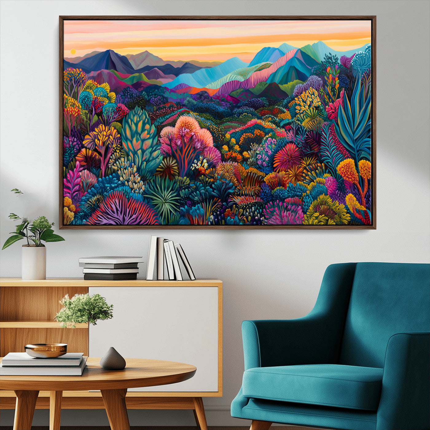 63728-MGV-CV-36X24-Colorful Abstract Landscape Wall Art Print Canvas - Vibrant Modern Decor for Living Room, Office, or