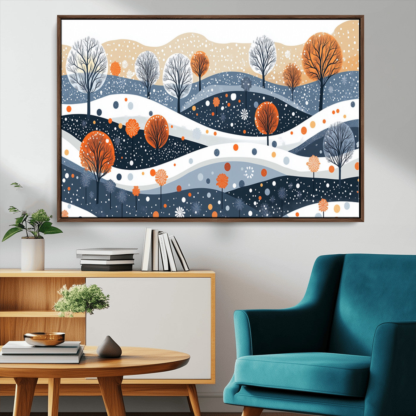22651-MGV-CV-36X24-Abstract Winter Landscape Canvas Wall Art Print - Large Colorful Nature Wall Decor