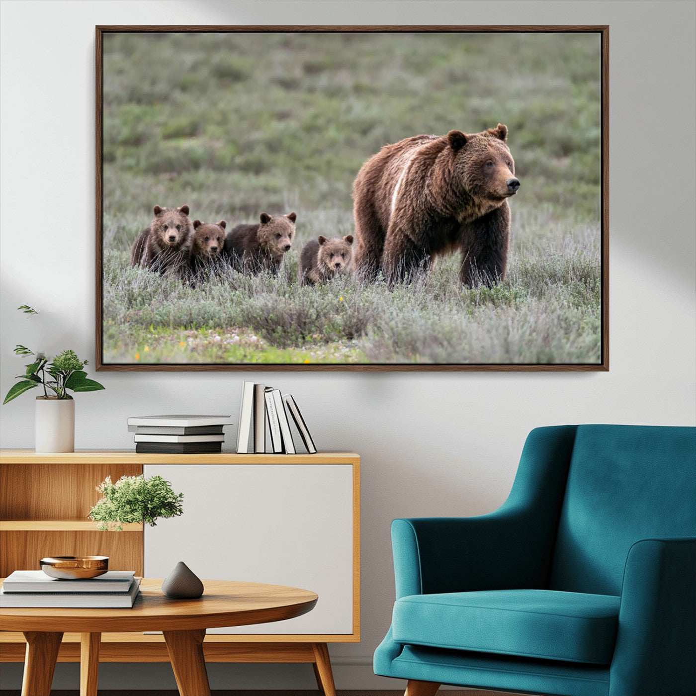 65087-MGV-CV-36X24-Wildlife Photography of 399 Grizzly Bear Cubs | Queen of the Tetons Canvas Wall Art Print