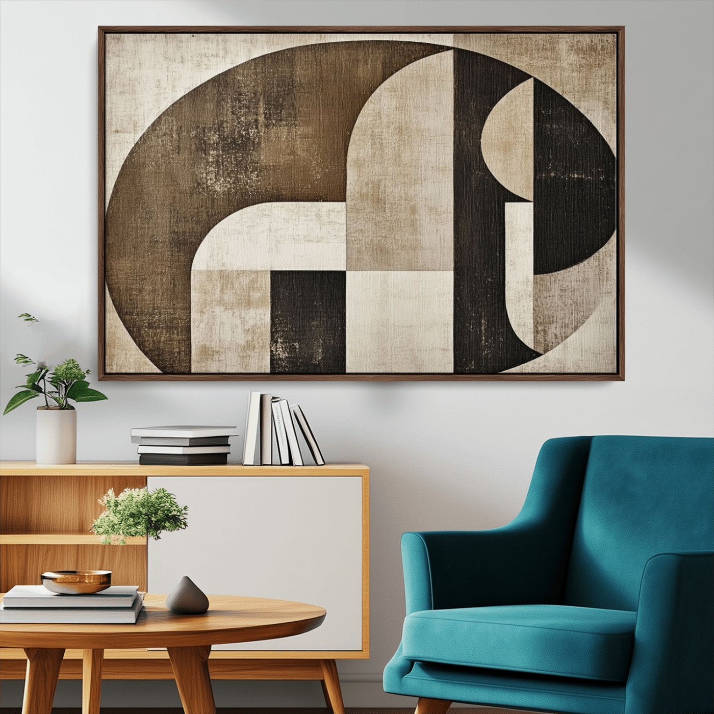 44796-MGV-CV-36X24-Wabi Sabi Abstract Wall Art | Geometric Modern Minimalist Canvas Print with Neutral Mid Century Art