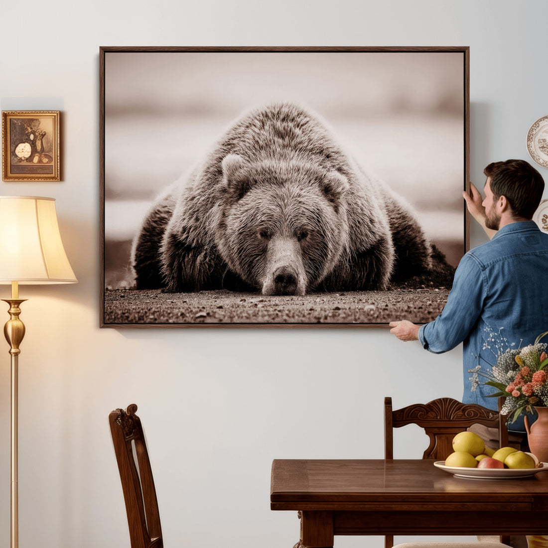 Grizzly Bear Wall Art Print, Bear Canvas Wall Art, Rustic Decor
