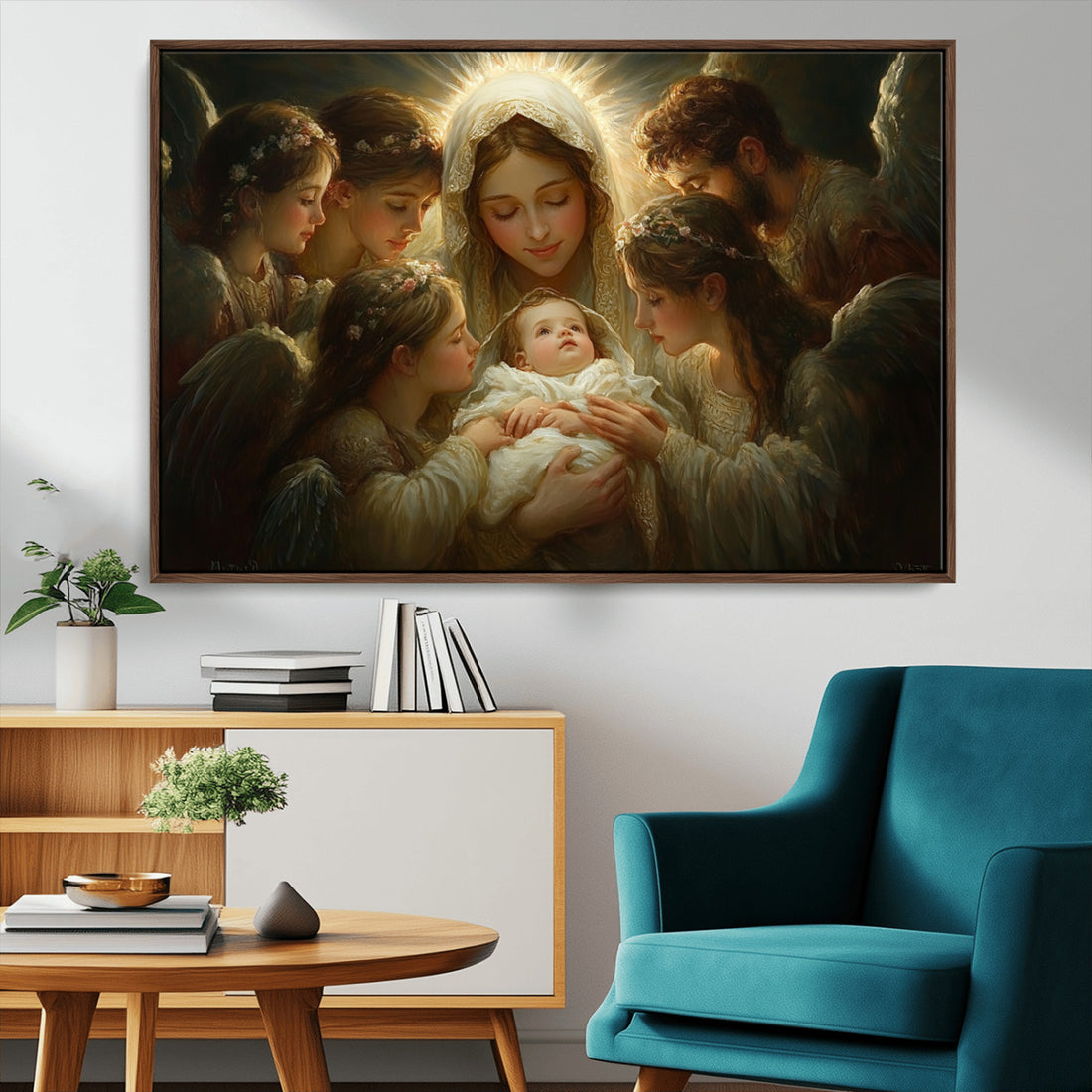 Mary Jesus Canvas Wall Art Print - Madonna and Child with Apostles - Classic Christian Artwork