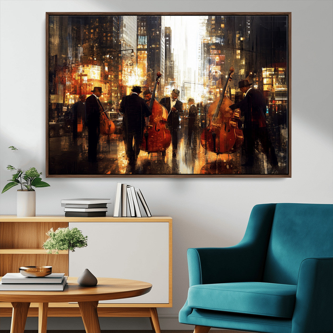 58782-MGV-CV-36X24-Abstract Jazz Art Wall Art Canvas Print - Framed Abstract Music Canvas - Colorful Instrument Poster