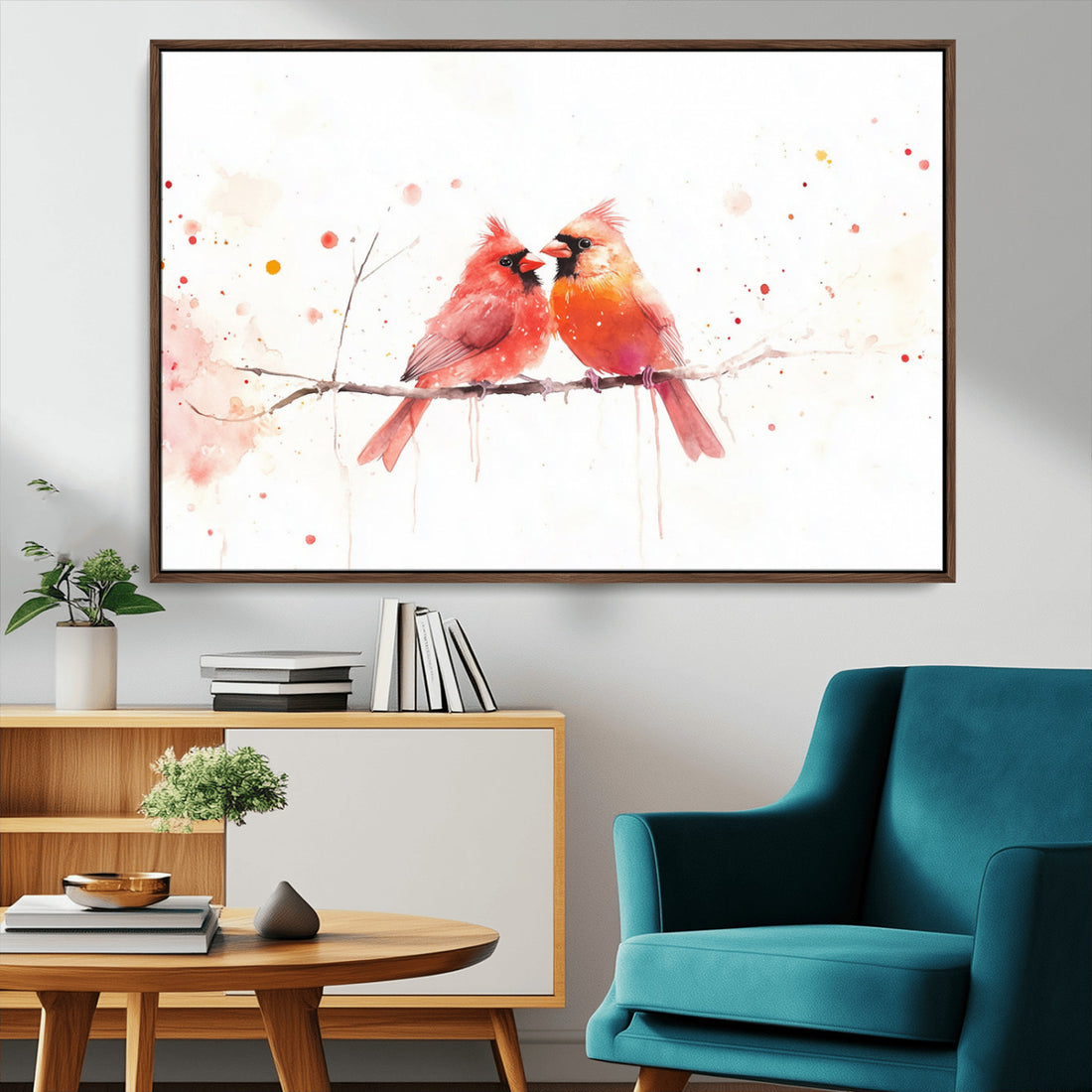 Cardinal Bird Canvas Wall Art, Male and Female Cardinal Print, Vibrant Wildlife Wall Decor