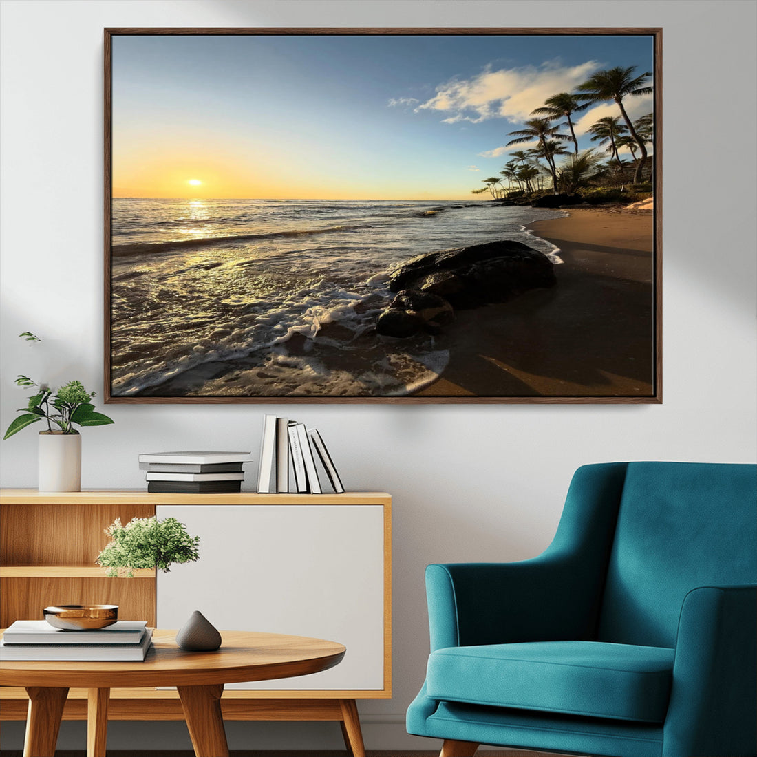 Tropical Beach Wall Art - Stunning Ocean Sunset Canvas Print