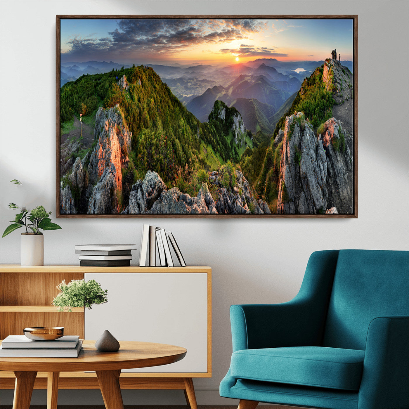 -Mountain Sunset Panoramic Canvas Print – Scenic Wilderness Landscape, Majestic Summit , Multi-Panel