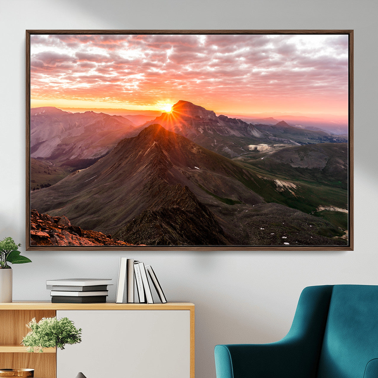 MGV-FC-36X24 - Majestic Sunrise Wall Art – Canvas Print of Rugged Mountain Peaks, Vibrant Sky, Serene Landscape, Nature Decor for Home or Office