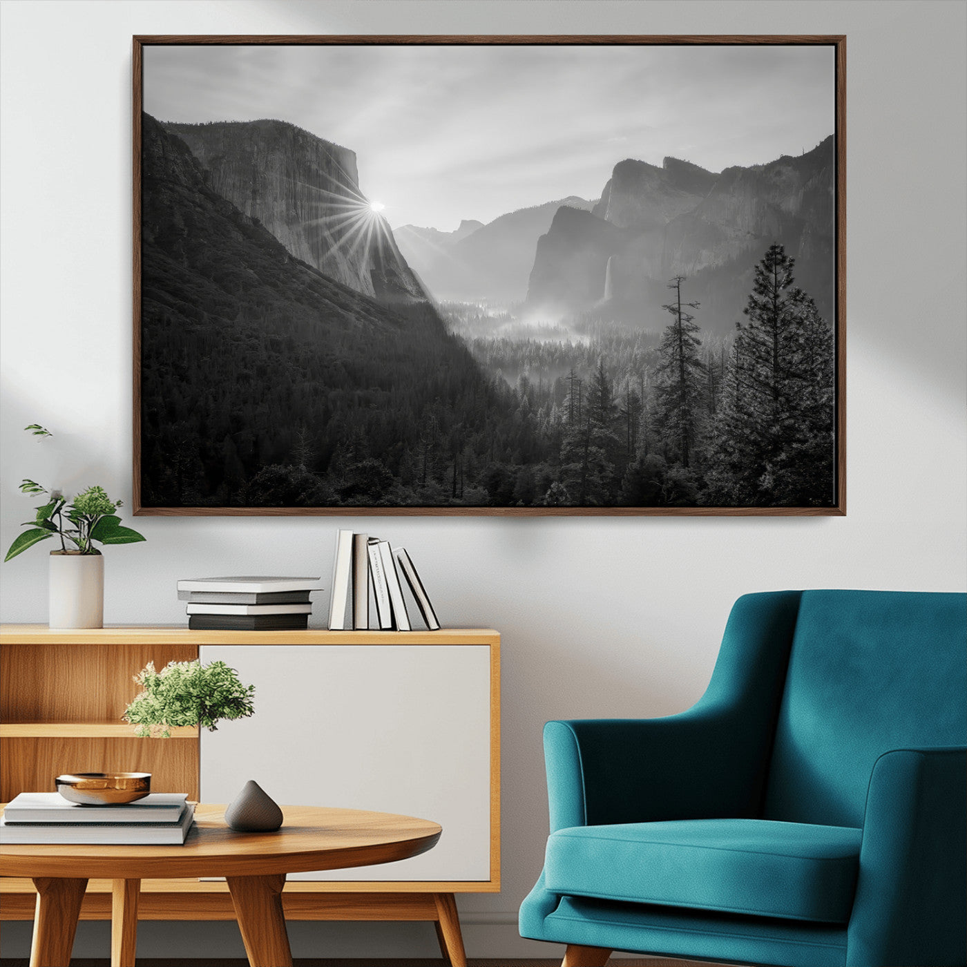 39278955-MGV-CV-36X24-Yosemite Valley Wall Art Canvas Print – Framed El Capitan Sunrise Misty Mountain Modern Rustic Artwork for Home Office