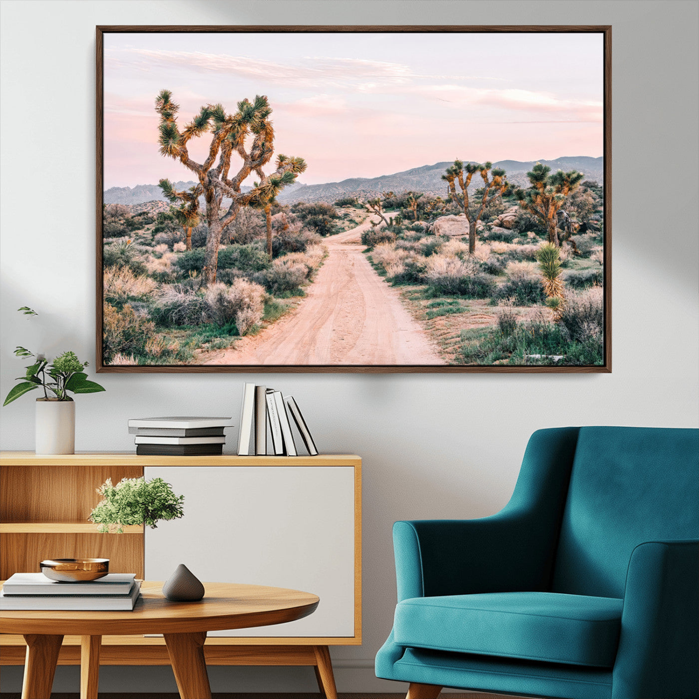 12540952-MGV-CV-36X24-Joshua Tree Wall Art Canvas Print – Framed Desert Road Scene with Sunset Artwork for Home, Office, Living Room