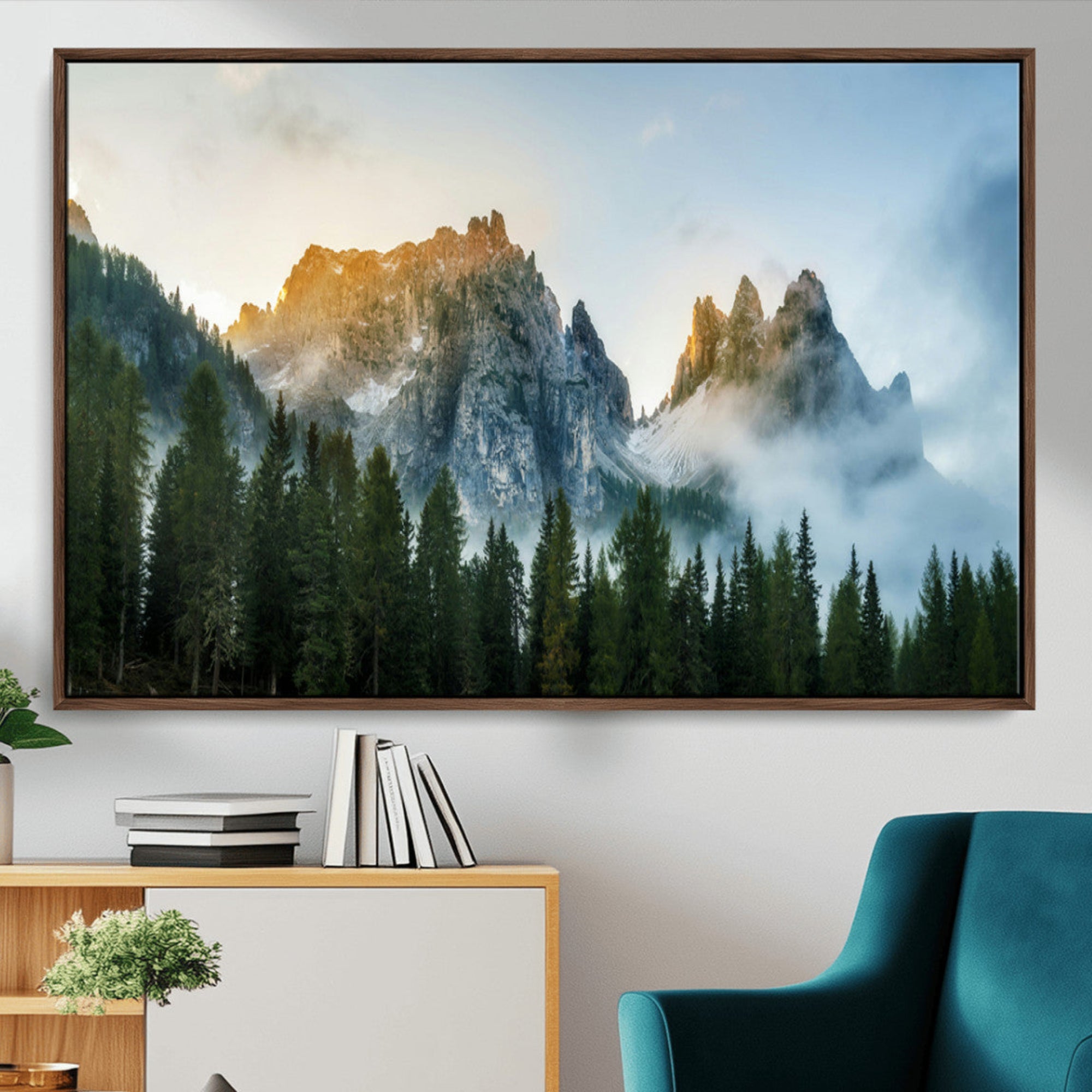 21145440-MGV-CV-36X24-Wilderness Wall Art Canvas Print – Misty Forest Nature Landscape Photography Rustic Scenic Artwork for Home, Office