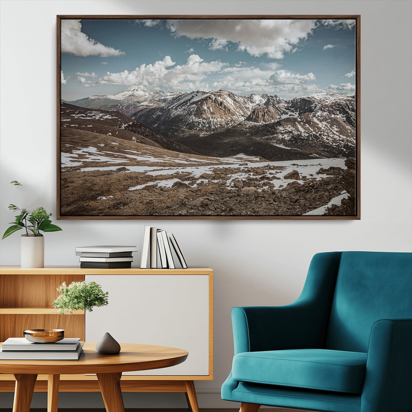 44565953-MGV-CV-36X24-Mountain Landscape Wall Art Canvas Print – Framed Snowy Peaks Rugged Highlands Nature Scene Artwork for Home Office
