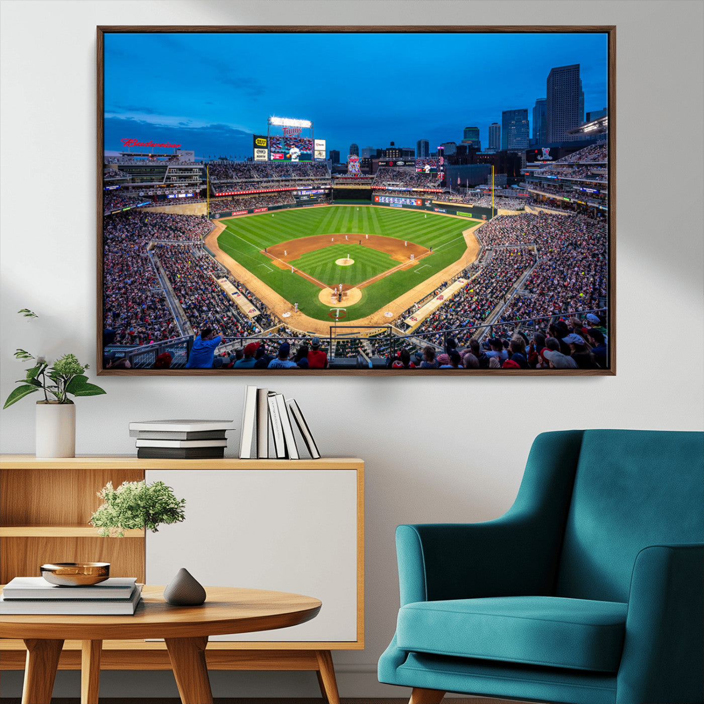 77273035-MGV-CV-36X24-Target Field Stadium Wall Art Canvas Print – Minnesota Twins Baseball Team Iconic Ballpark Scene for home, office
