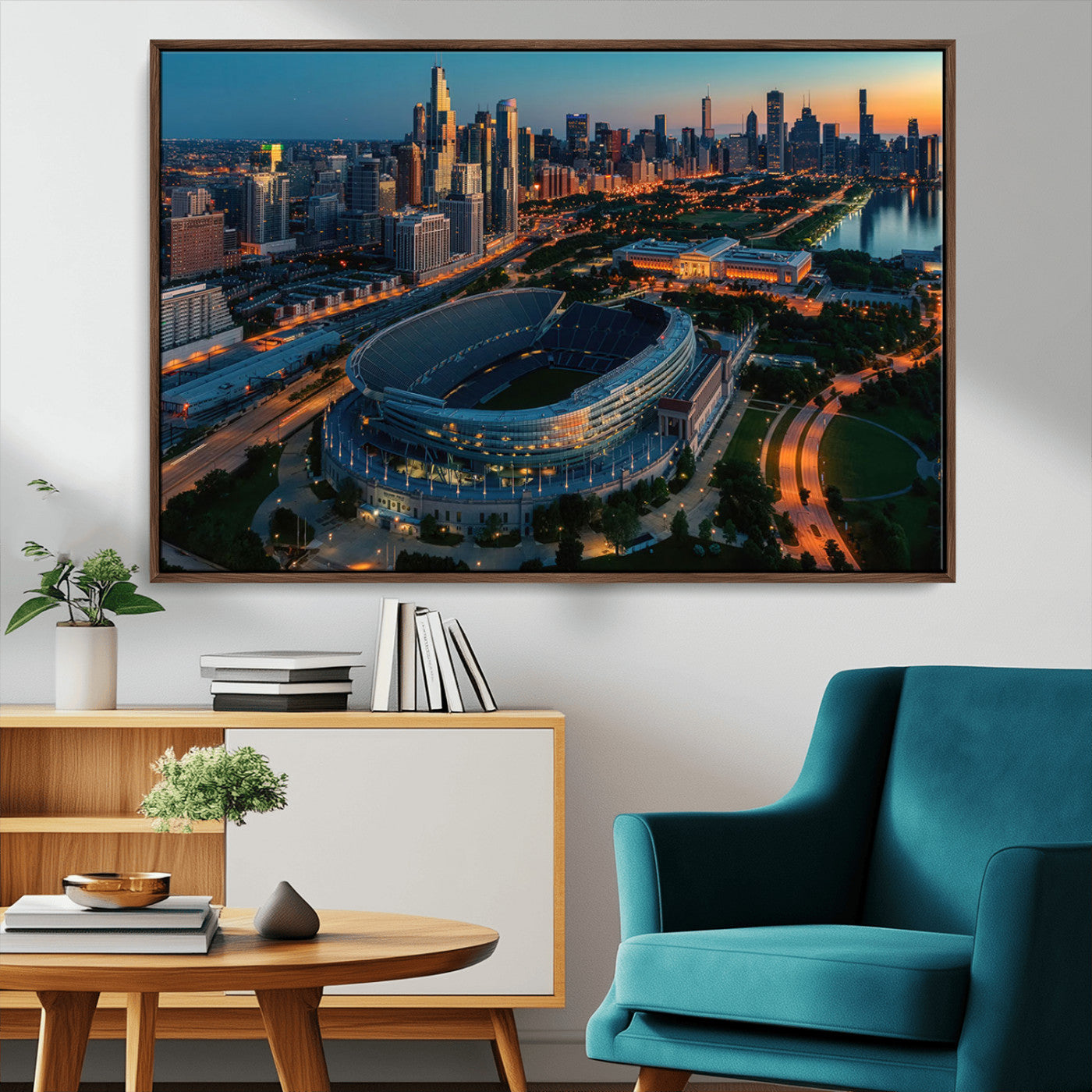 -Chicago Bears Soldiers Field Wall Art Canvas Print – Framed Football Stadium Artwork for Home, Office, Living Room