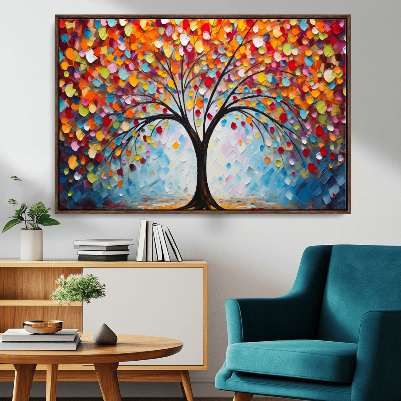 HS2447-MGV-CV-36X24-Vibrant Tree of Life Canvas Wall Art – Colorful Abstract Nature in Modern Decor - Ready to Hang