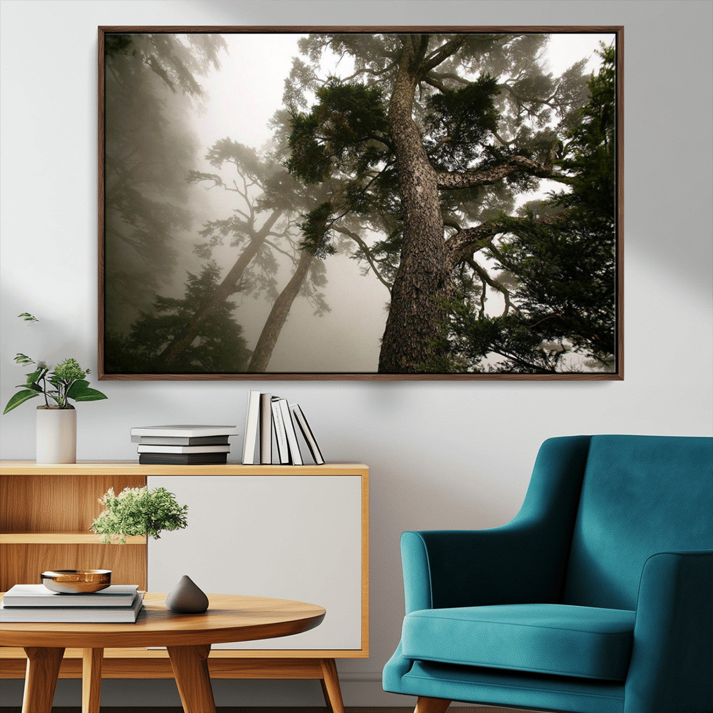 87969493-MGV-FC-36X24_Walnut-Misty Forest Tall Trees Foggy Atmosphere Nature Serenity Calm Wooded Landscape Tranquil Scene