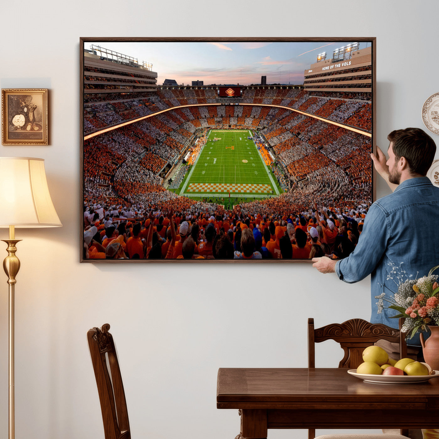 37160229-MGV-CV-36X24 - Tennessee Neyland Stadium Wall Art, Sports Arena Canvas Print, Panoramic Stadium Canvas Artwork for Home, Office