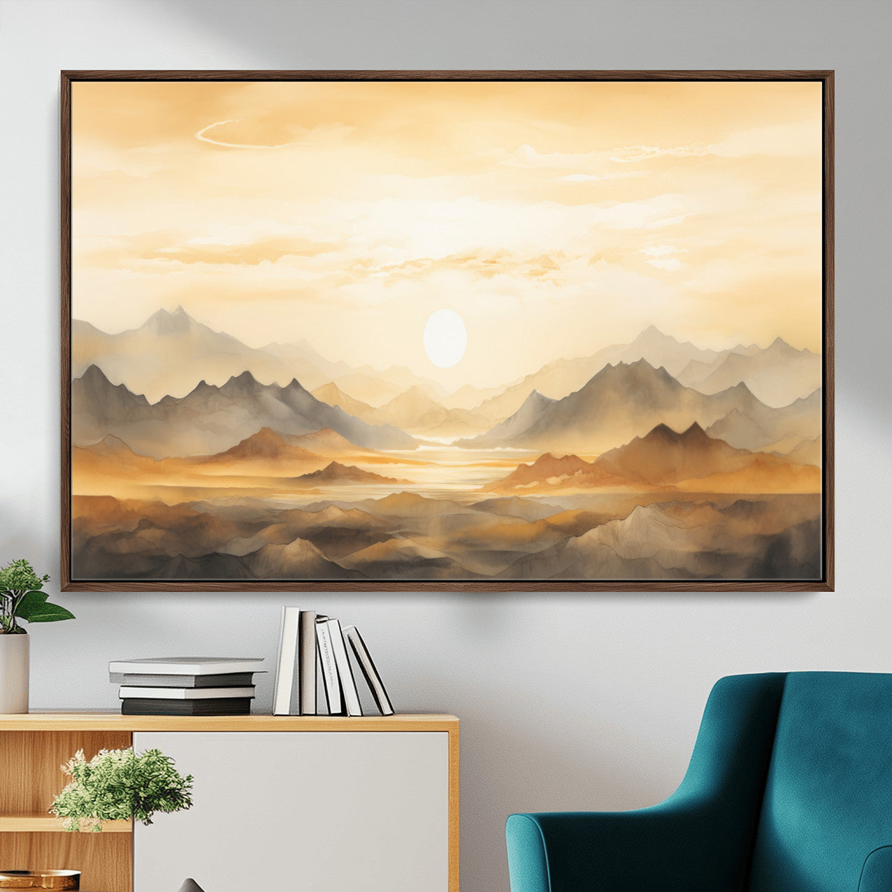Nihat1-29-MGV-CV-36X24-Sepia Color Abstract Mountain Wall Art Canvas Print